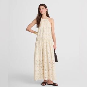 Madewell Cream Eyelet Halter Maxi Dress